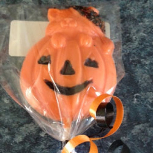 Halloween Pumpkin Cat Lollipops 6 Pieces - Chocolate.org
