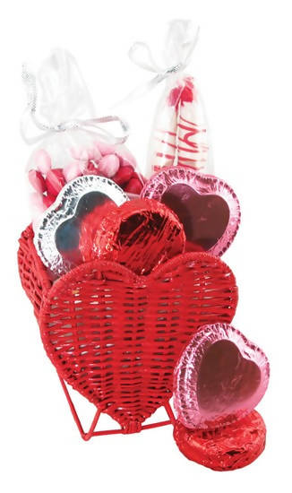 Red Heart Wicker Gift Basket - Need one week to fulfill - Chocolate.org