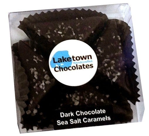 Dark Chocolate Sea Salt Caramels 4pc Box - Chocolate.org